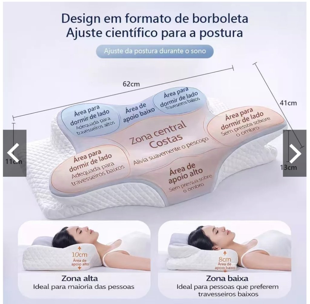 Design em formato de borboleta com dimensões 62cm x 41cm e áreas de apoio